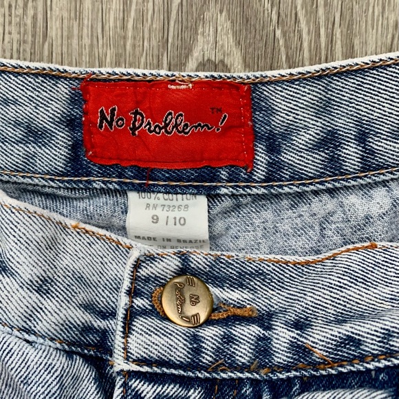 Vintage 1980s No Problem Acid Wash Short Blue Jean Skirt - Picture 3 of 6